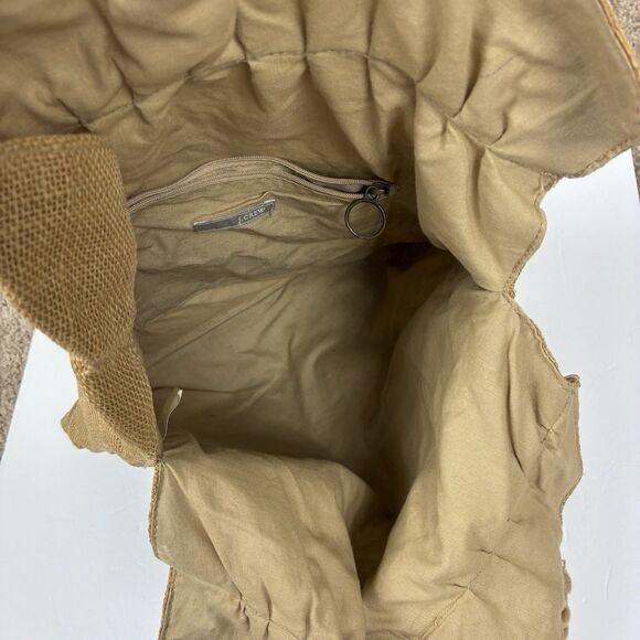 J Crew VTG Jute Bag Flower Detail Y2K Cottagecore Boho Earthy Natural Tan - Picture 6 of 10
